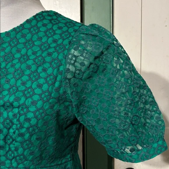 NWT Boden Midi Dress Fit-N-Flare Green Eyelet Lace Empire Waist - Picture 6 of 16